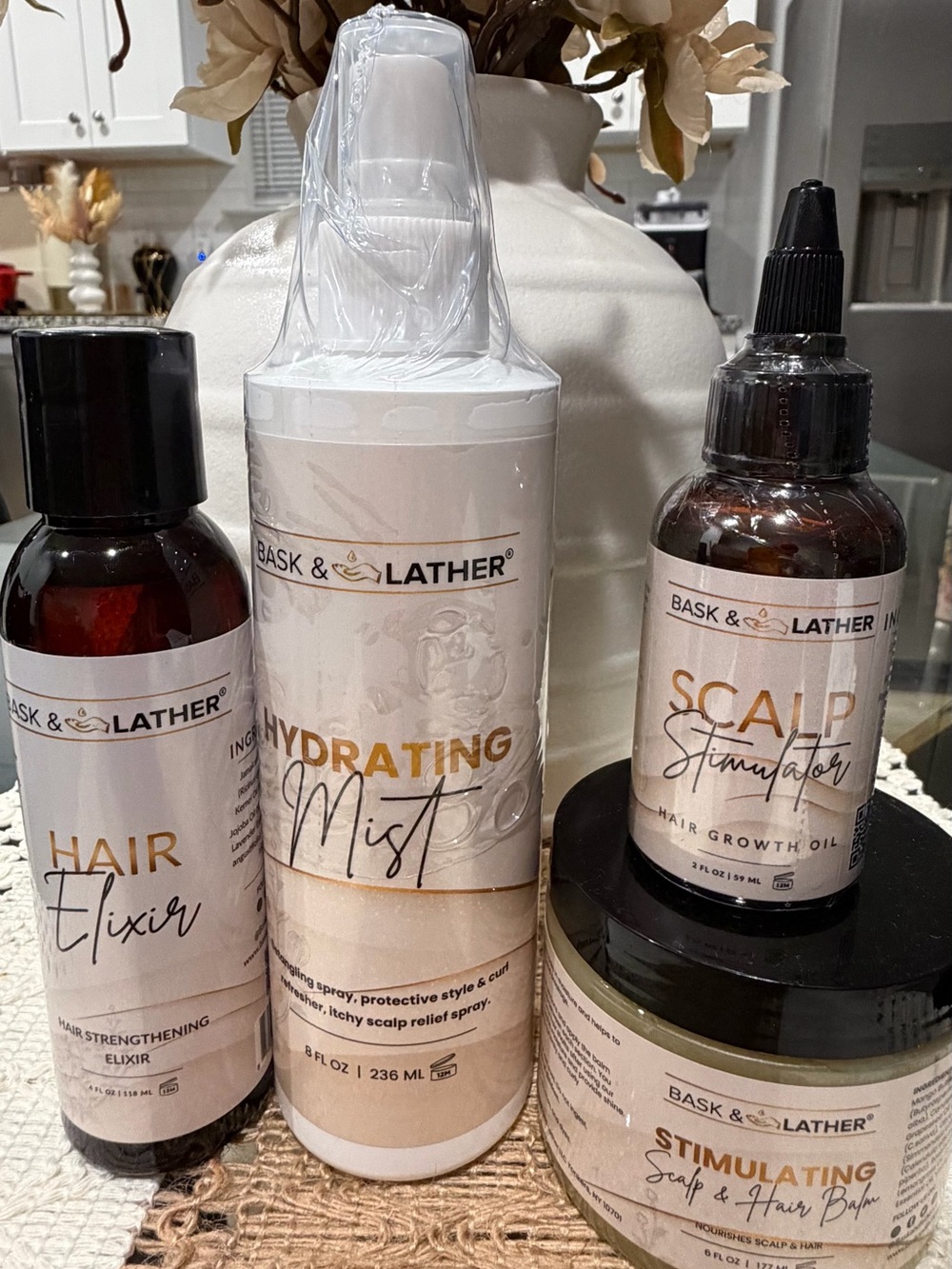 Bask & Lather Hydrating Mist – White and Gold | Kids Hair Care